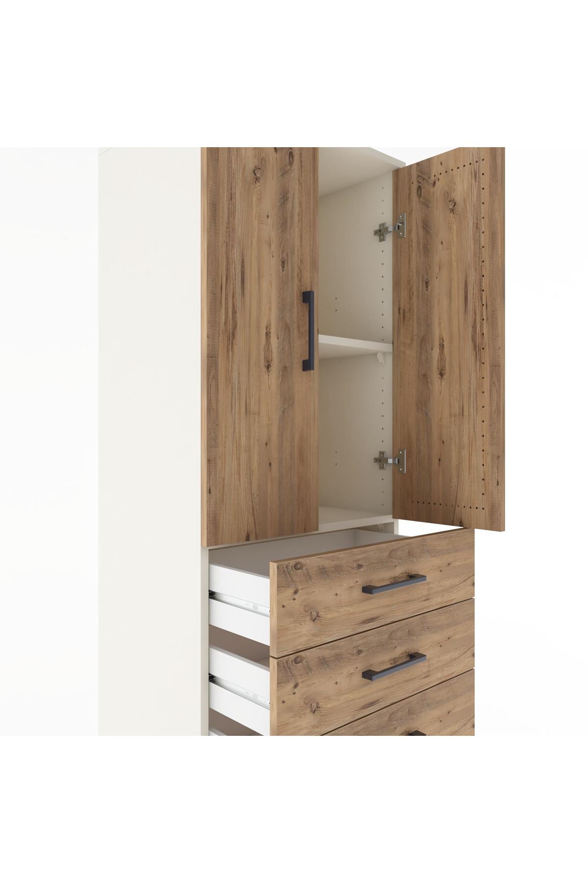 Hyperion Dolap 2 Raflı 4 Çekmeceli 2 Kapaklı 60x44x182 Aytaşı-Çam