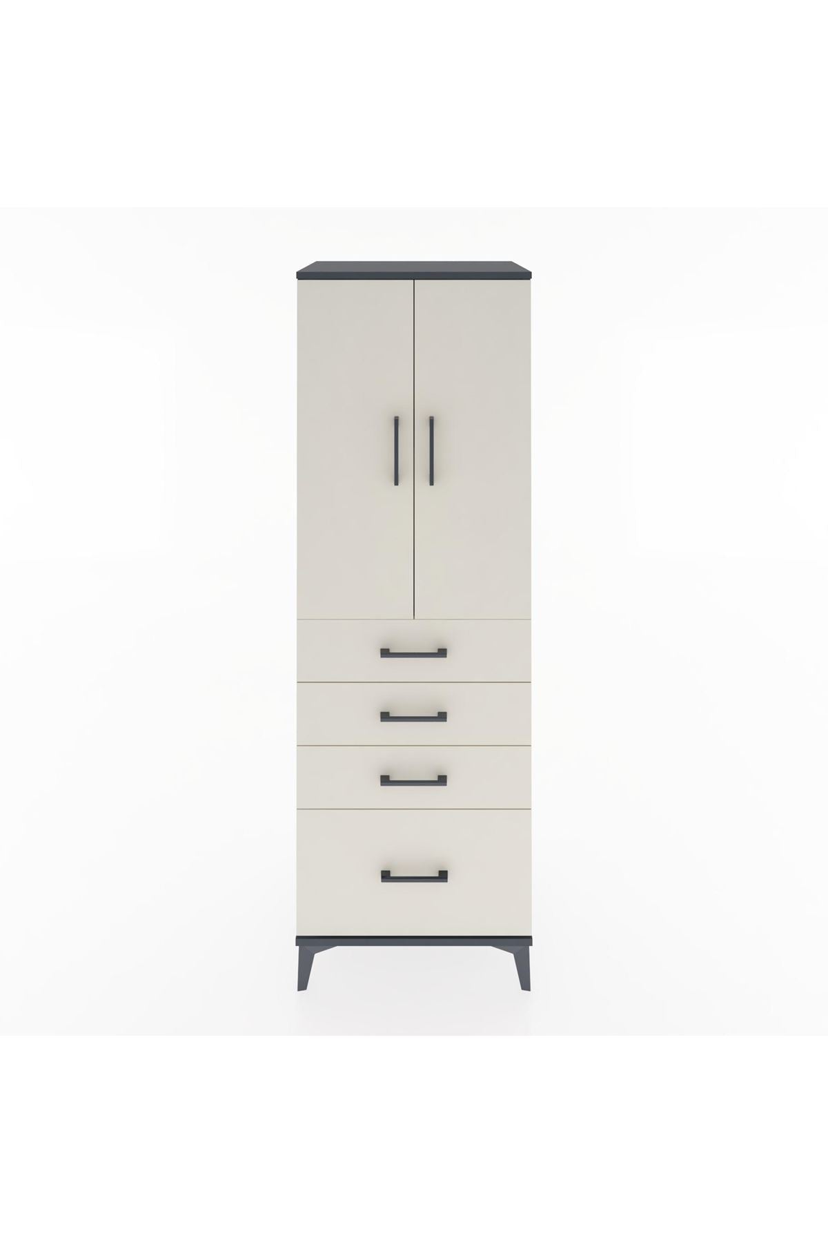 Hyperion Dolap 2 Raflı 4 Çekmeceli 2 Kapaklı 60x44x182 Antrasit-Aytaşı