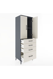 Hyperion Dolap 2 Raflı 4 Çekmeceli 2 Kapaklı 60x44x182 Antrasit-Aytaşı