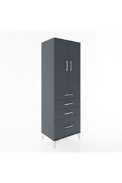 Hyperion Dolap 2 Raflı 4 Çekmeceli 2 Kapaklı 60x44x182 Antrasit-Antrasit