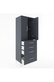 Hyperion Dolap 2 Raflı 4 Çekmeceli 2 Kapaklı 60x44x182 Antrasit-Antrasit