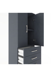 Hyperion Dolap 2 Raflı 4 Çekmeceli 2 Kapaklı 60x44x182 Antrasit-Antrasit