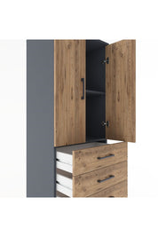 Hyperion Dolap 2 Raflı 4 Çekmeceli 2 Kapaklı 60x44x182 Antrasit-Çam