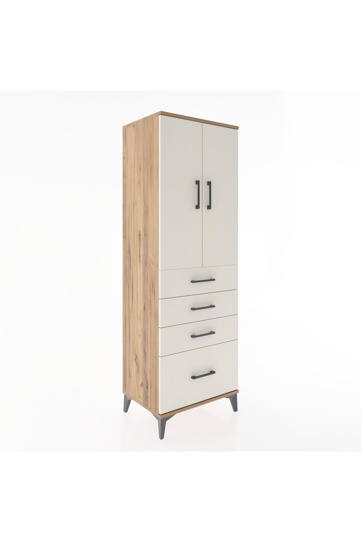 Hyperion Dolap 2 Raflı 4 Çekmeceli 2 Kapaklı 60x44x182 Çam-Aytaşı