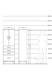 Hyperion Dolap 2 Raflı 4 Çekmeceli 2 Kapaklı 60x44x182 Antrasit-Antrasit