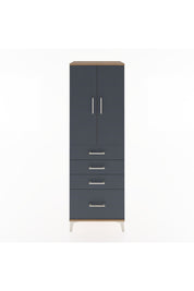 Hyperion Dolap 2 Raflı 4 Çekmeceli 2 Kapaklı 60x44x182 Çam-Antrasit