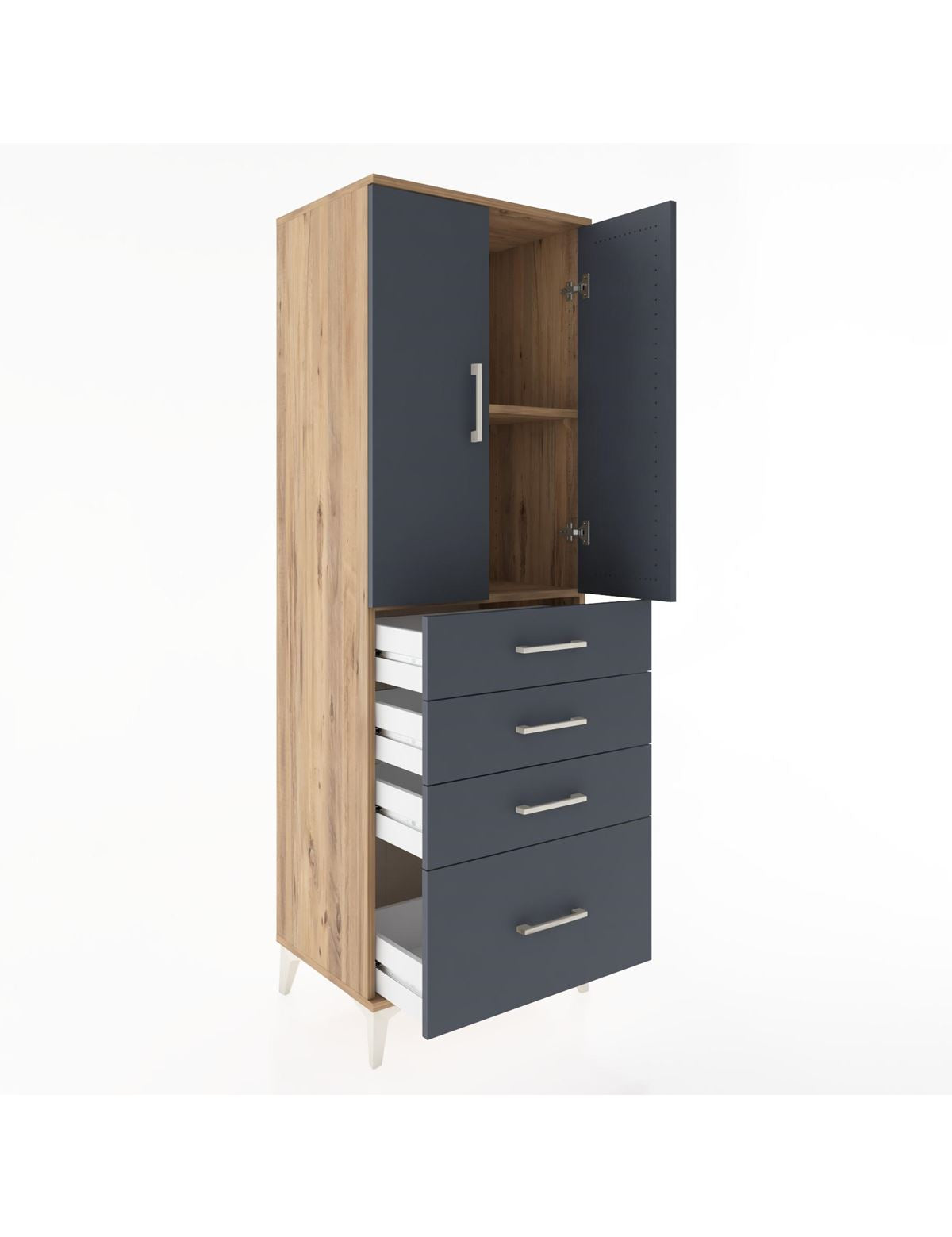 Hyperion Dolap 2 Raflı 4 Çekmeceli 2 Kapaklı 60x44x182 - S56M013V8B