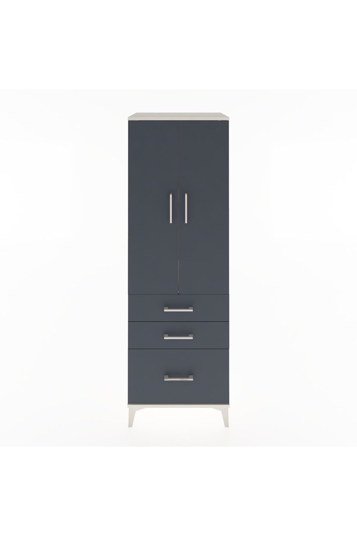 Hyperion Dolap 2 Raflı 3 Çekmeceli 2 Kapaklı 60x44x182 Aytaşı-Antrasit