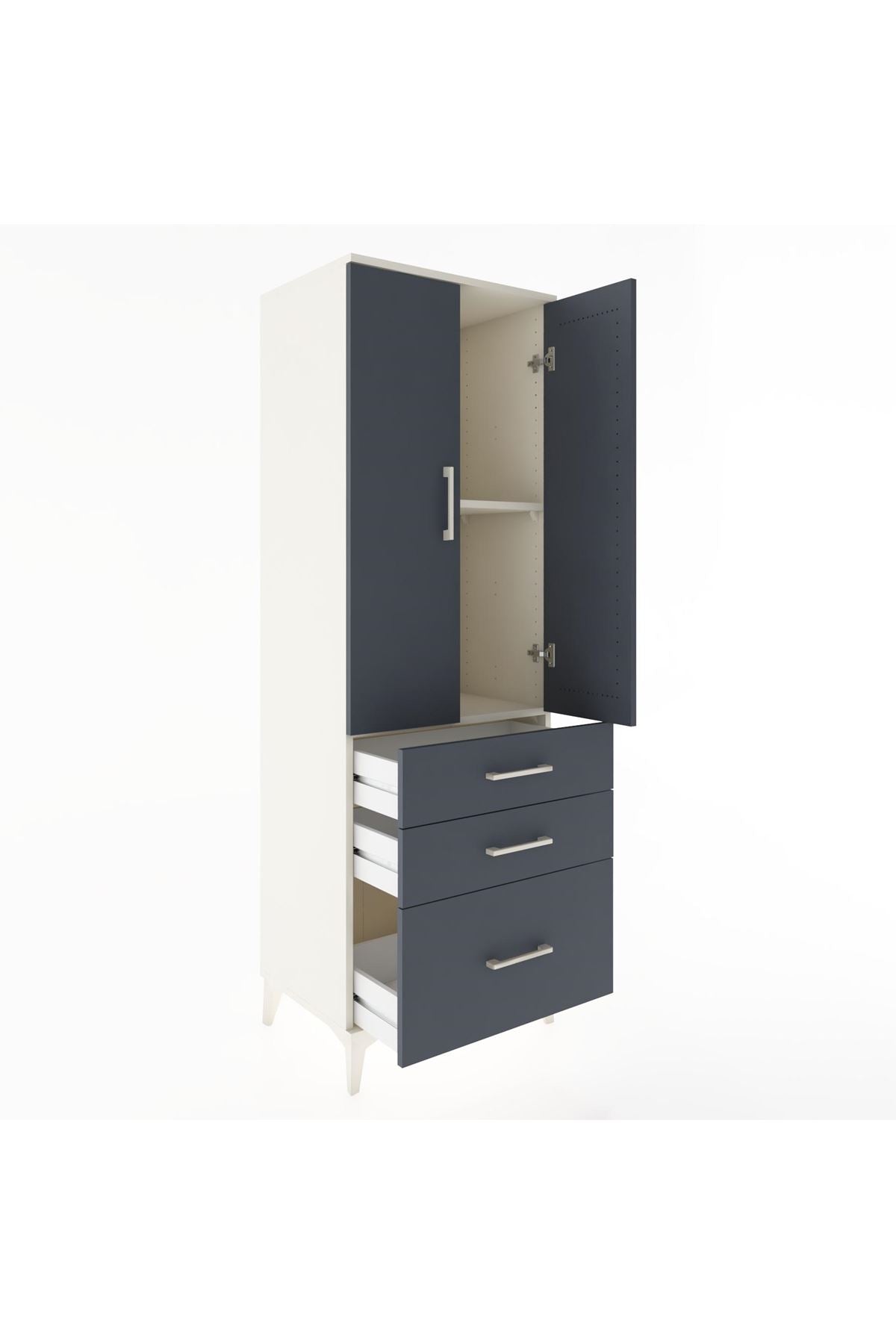 Hyperion Dolap 2 Raflı 3 Çekmeceli 2 Kapaklı 60x44x182 Aytaşı-Antrasit