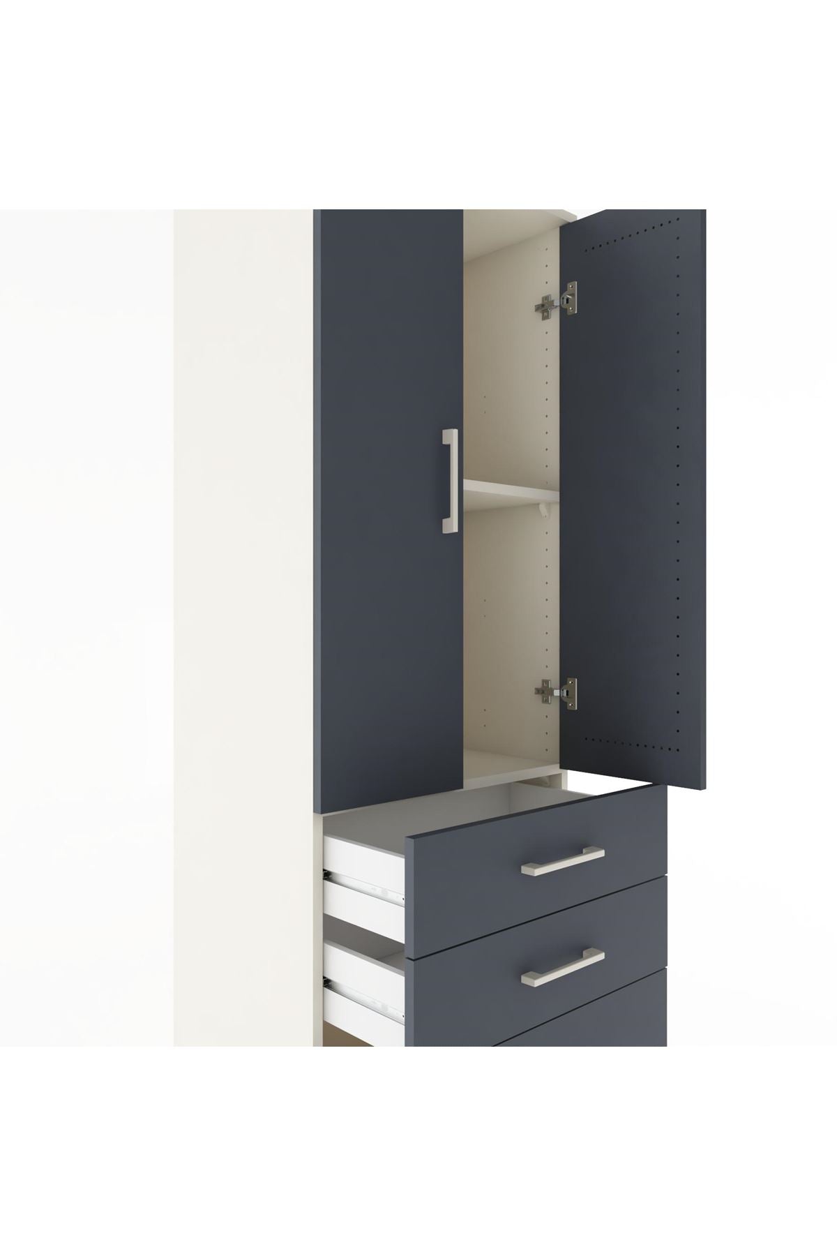 Hyperion Dolap 2 Raflı 3 Çekmeceli 2 Kapaklı 60x44x182 Aytaşı-Antrasit