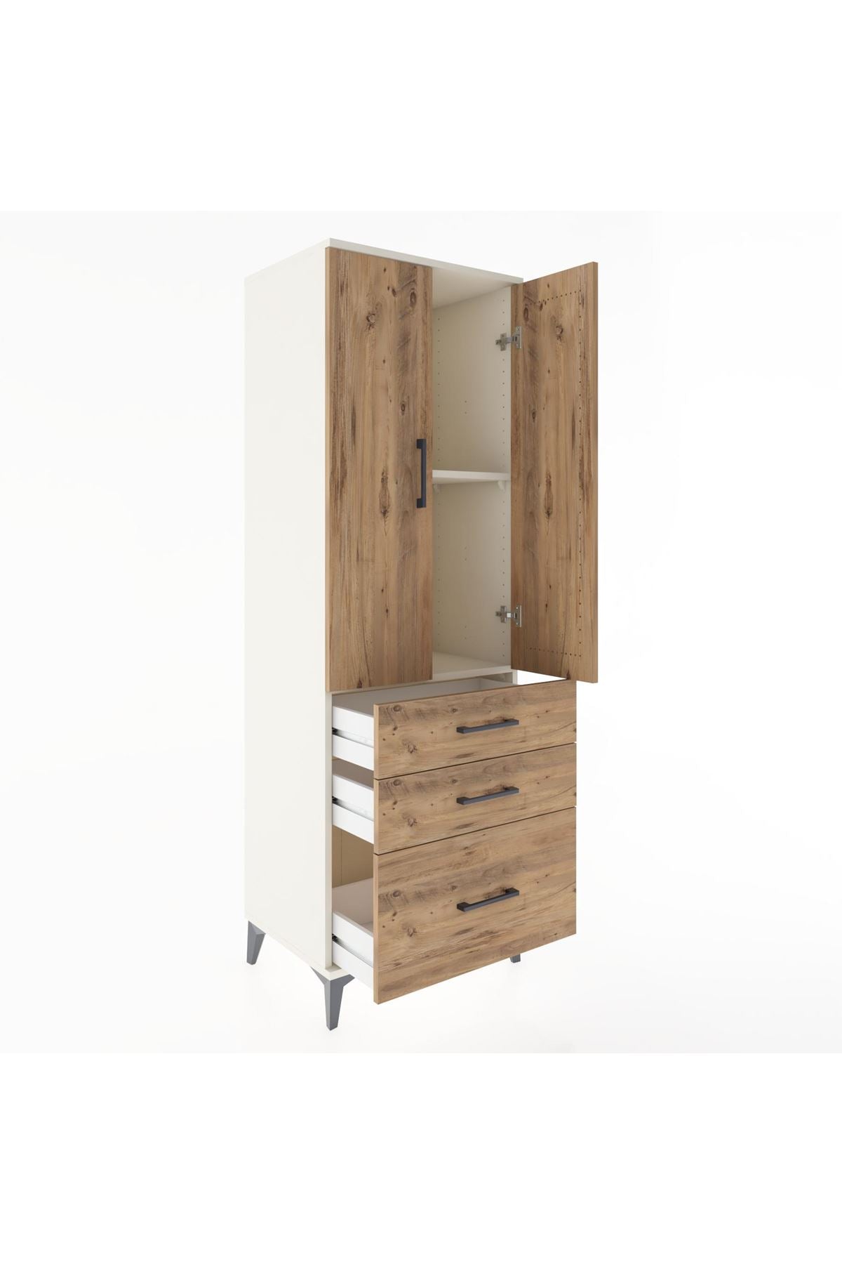 Hyperion Dolap 2 Raflı 3 Çekmeceli 2 Kapaklı 60x44x182 Aytaşı-Çam