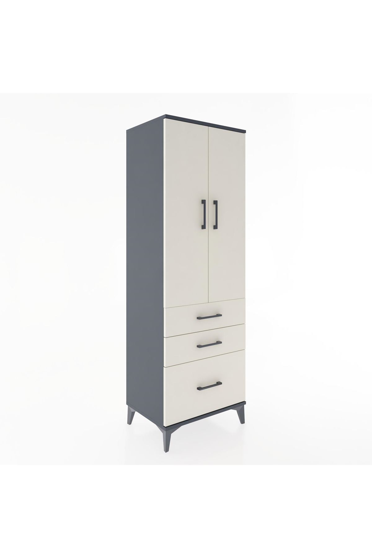 Hyperion Dolap 2 Raflı 3 Çekmeceli 2 Kapaklı 60x44x182 Antrasit-Aytaşı