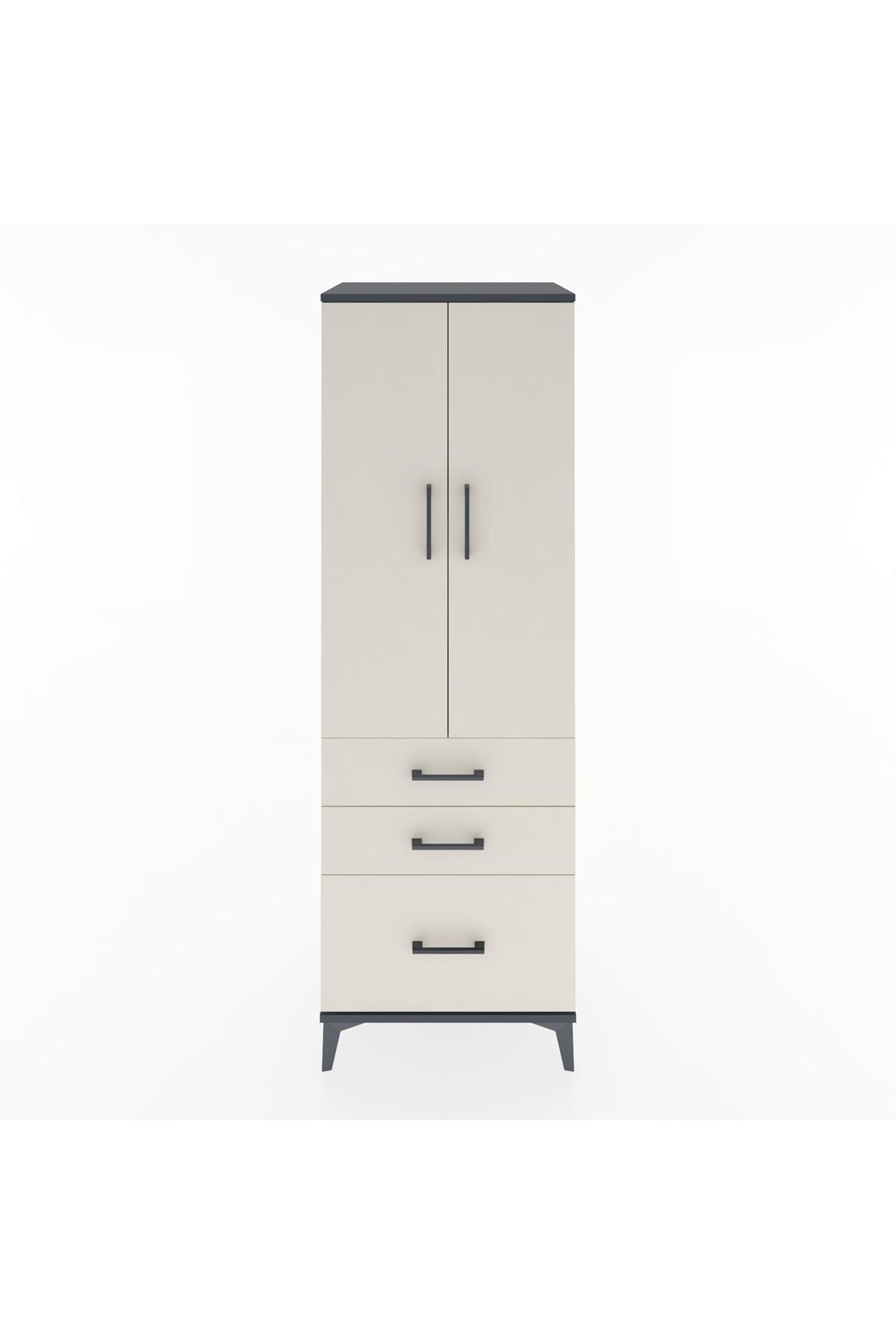 Hyperion Dolap 2 Raflı 3 Çekmeceli 2 Kapaklı 60x44x182 Antrasit-Aytaşı