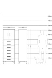 Hyperion Dolap Tek Raflı 7 Çekmeceli 2 Kapaklı 60x44x182 Çam-Çam