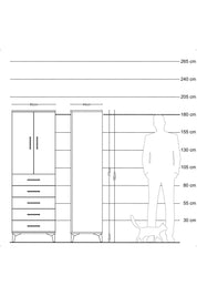 Hyperion Dolap 2 Raflı 5 Çekmeceli 2 Kapaklı 60x44x182 Aytaşı-Çam