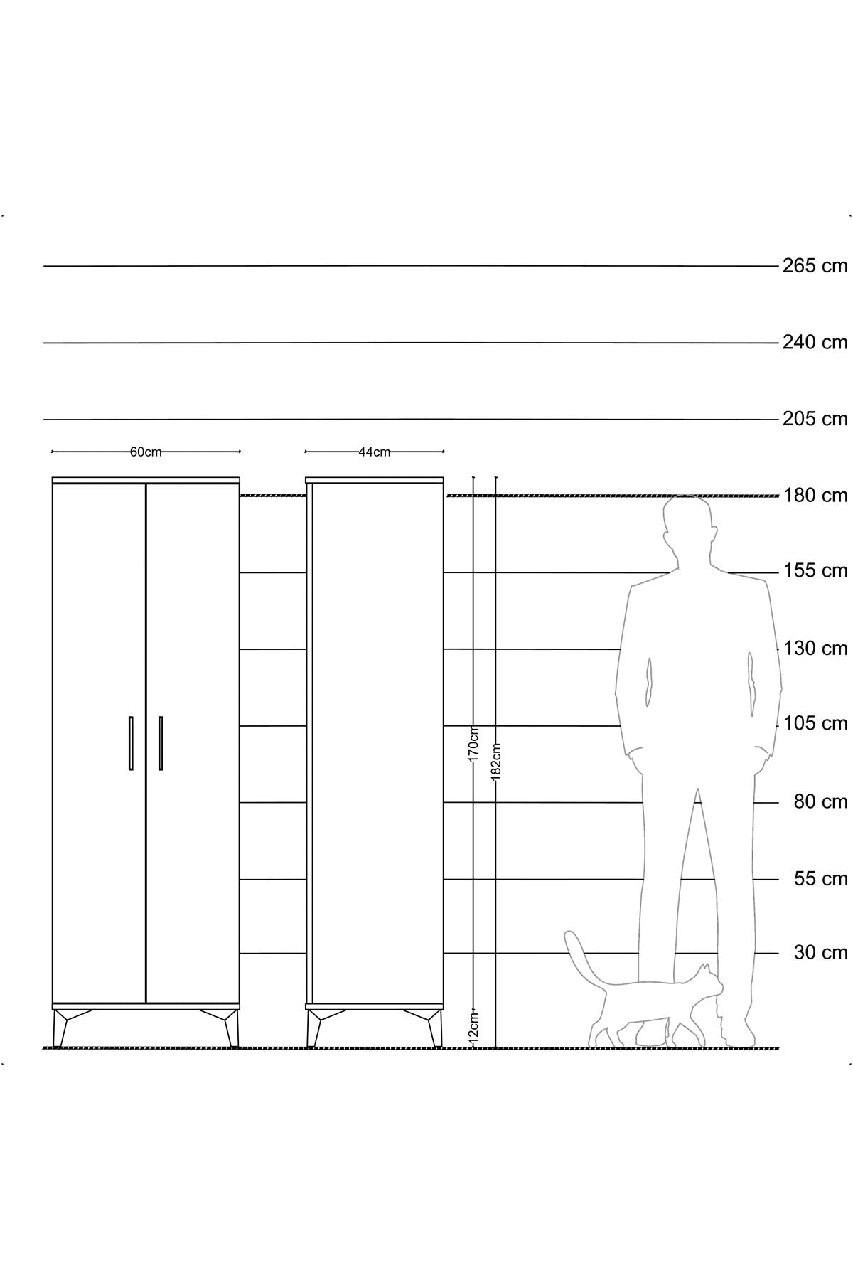 Hyperion Dolap 4 Raflı 60x44x182 Çam-Antrasit