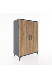 Hyperion Dolap 2 Kapaklı Tek Askılı 88x44x134 Antrasit-Çam