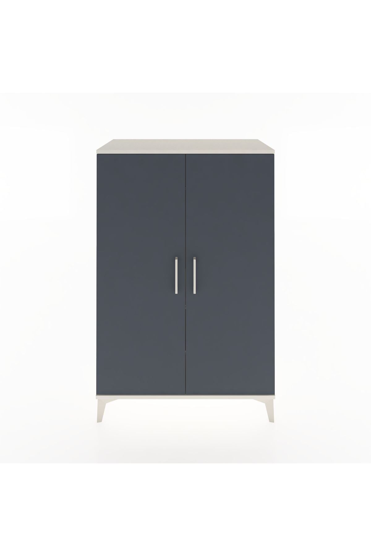 Hyperion Dolap 2 Raflı 2 Kapaklı Tek Askılı 88x44x134 Aytaşı-Antrasit