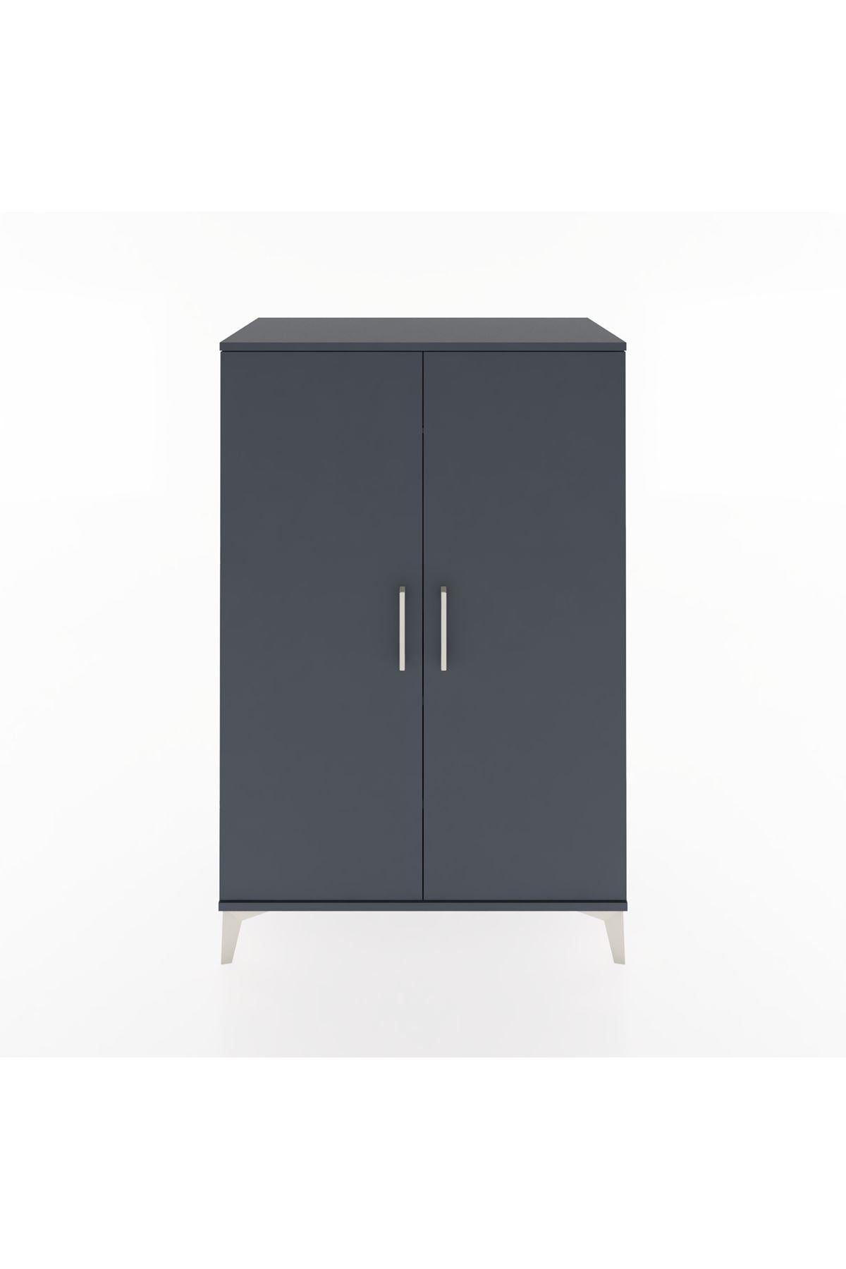 Hyperion Dolap 2 Raflı 2 Kapaklı Tek Askılı 88x44x134 Antrasit-Antrasit