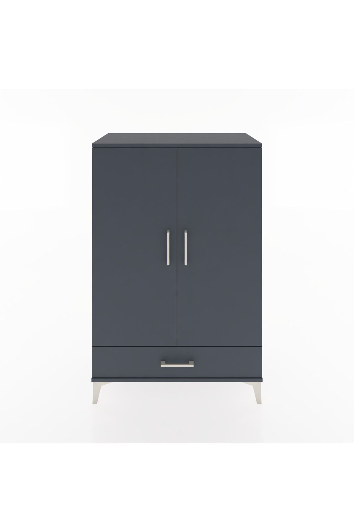Hyperion Dolap Tek Raflı Tek Çekmeceli Tek Askılı 88x44x134 Antrasit-Antrasit