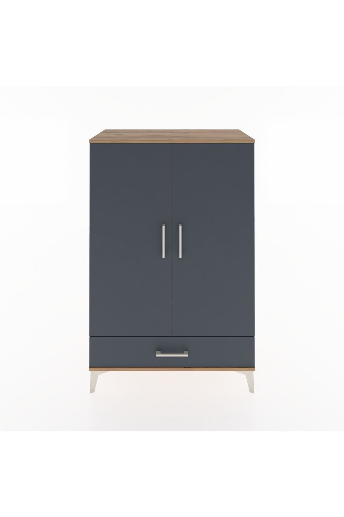 Hyperion Dolap Tek Raflı Tek Çekmeceli Tek Askılı 88x44x134 Çam-Antrasit