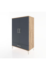 Hyperion Dolap Tek Raflı Tek Çekmeceli Tek Askılı 88x44x134 Çam-Antrasit