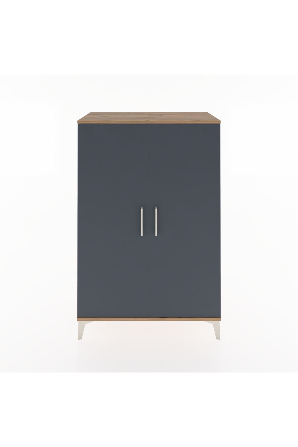 Hyperion Dolap 3 Raflı 2 Kapaklı 88x44x134 Çam-Antrasit