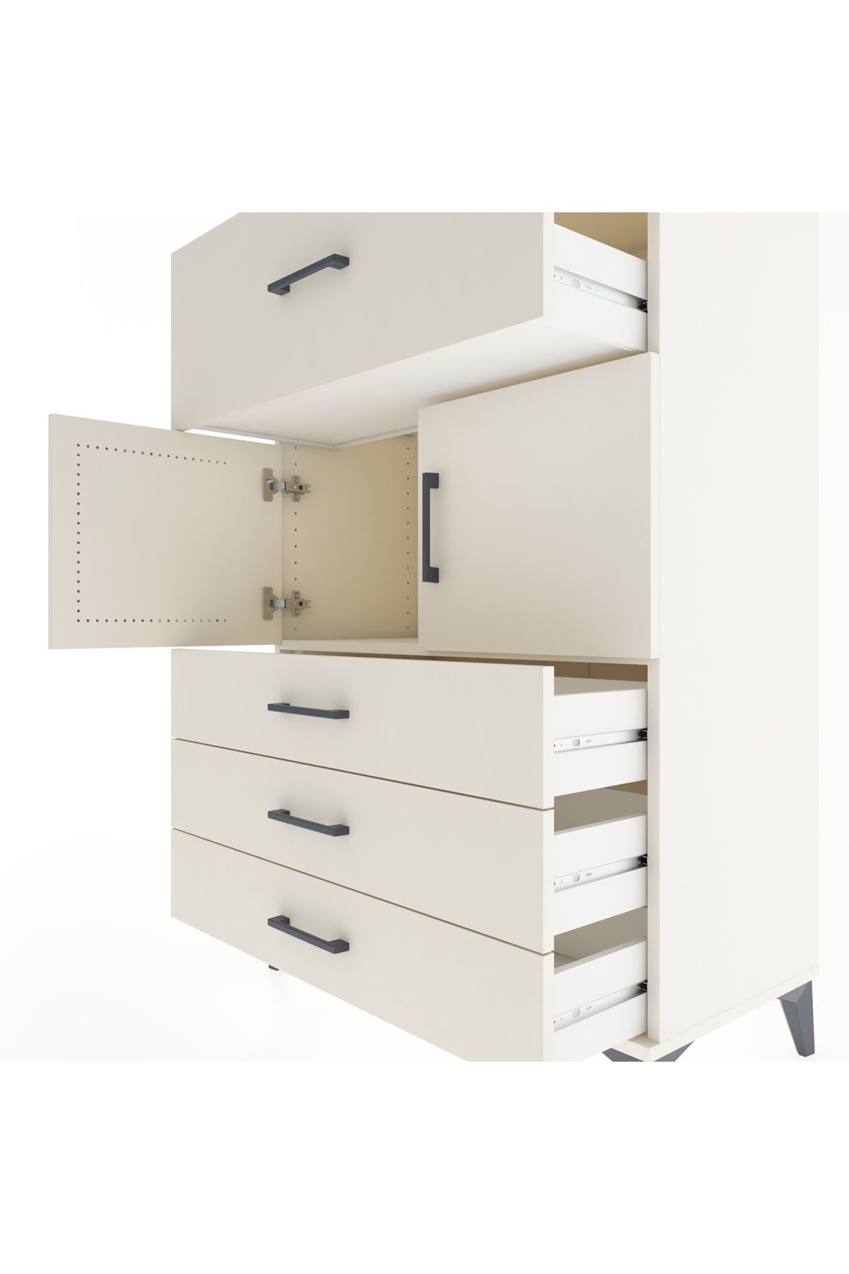 Hyperion Dolap Tek Raflı 4 Çekmeceli 2 Kapaklı 88x44x134 - S51M119V1B