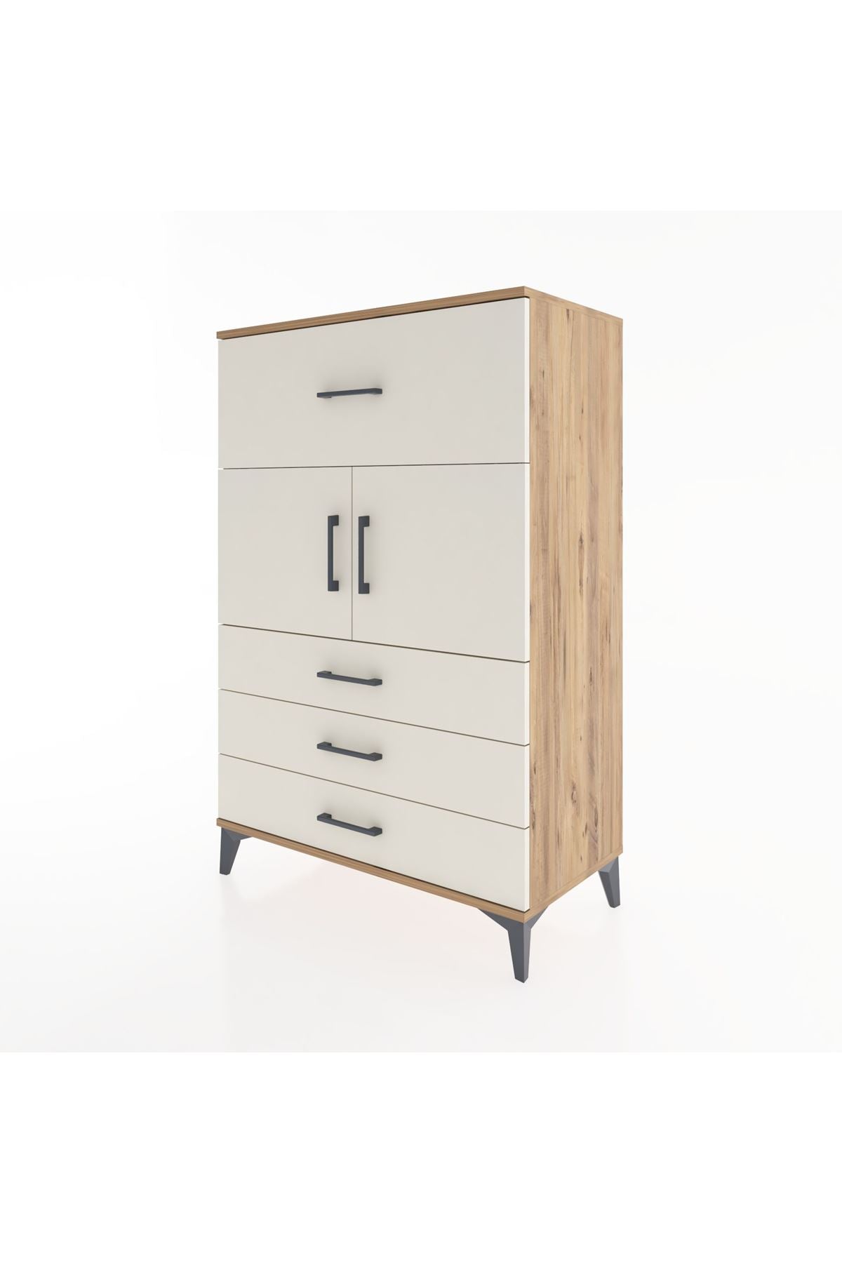 Hyperion Dolap Tek Raflı 4 Çekmeceli 2 Kapaklı 88x44x134 - S51M119V7B