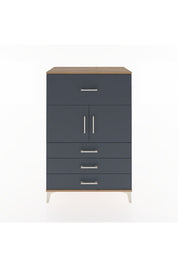 Hyperion Dolap Tek Raflı 4 Çekmeceli 2 Kapaklı 88x44x134 Çam-Antrasit