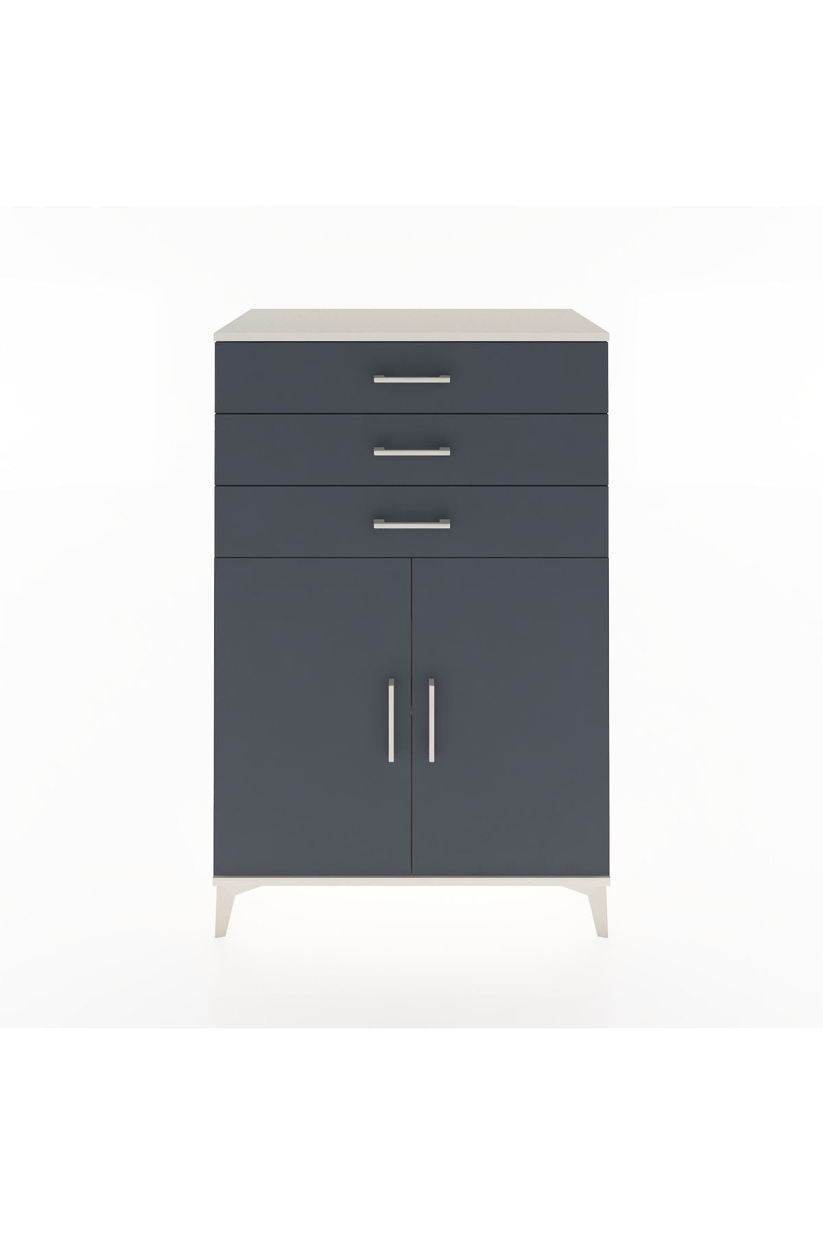 Hyperion Dolap Tek Raflı 3 Çekmeceli 2 Kapaklı 88x44x134 Aytaşı-Antrasit
