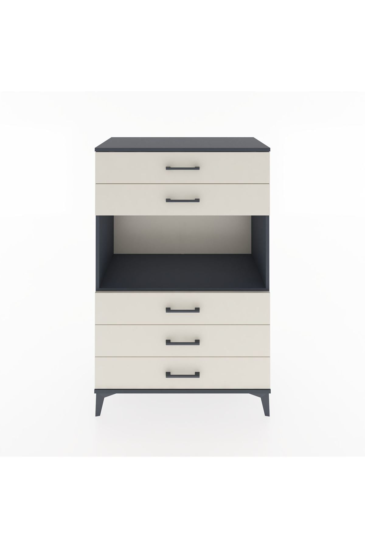 Hyperion Dolap Tek Raflı 5 Çekmeceli 88x44x134 Antrasit-Aytaşı