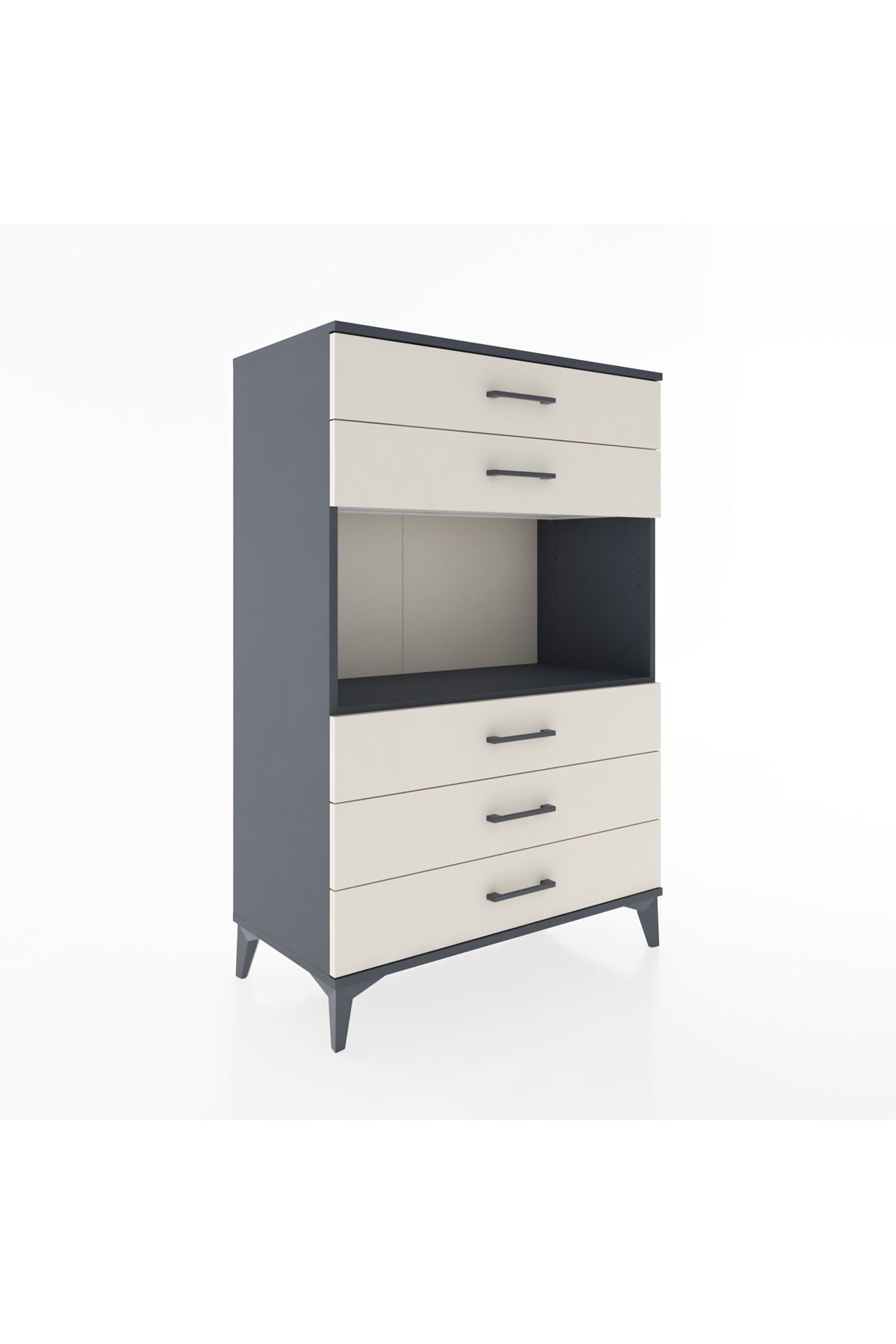 Hyperion Dolap Tek Raflı 5 Çekmeceli 88x44x134 Antrasit-Aytaşı