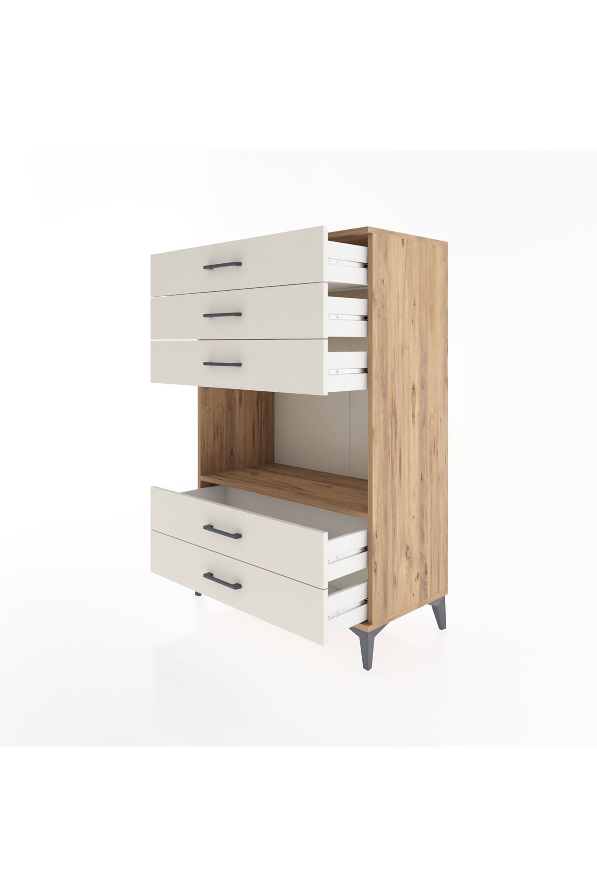 Hyperion Dolap Tek Raflı 5 Çekmeceli 88x44x134 - S51M127V7B