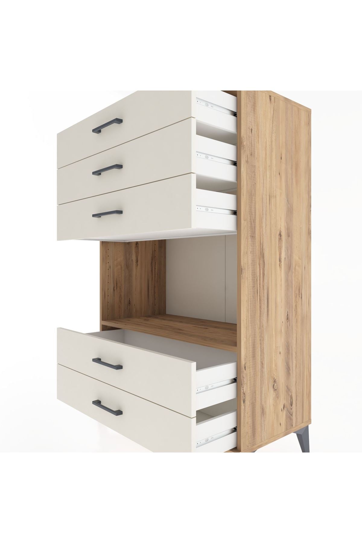 Hyperion Dolap Tek Raflı 5 Çekmeceli 88x44x134 - S51M127V7B