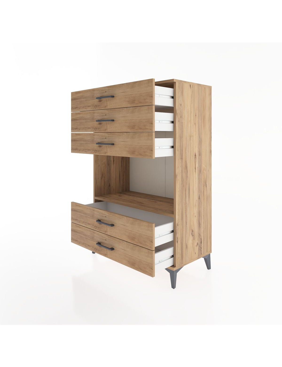Hyperion Dolap Tek Raflı 5 Çekmeceli 88x44x134 - S51M127V9B