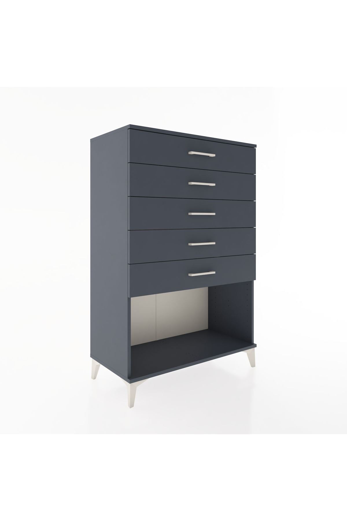Hyperion Dolap 5 Çekmeceli 88x44x134 Antrasit-Antrasit