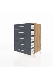 Hyperion Komodin 5 Çekmeceli 60x44x96 Çam-Antrasit