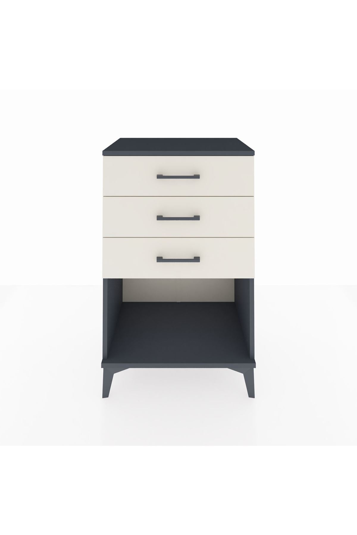 Hyperion Komodin 3 Çekmeceli 60x44x96 Antrasit-Aytaşı