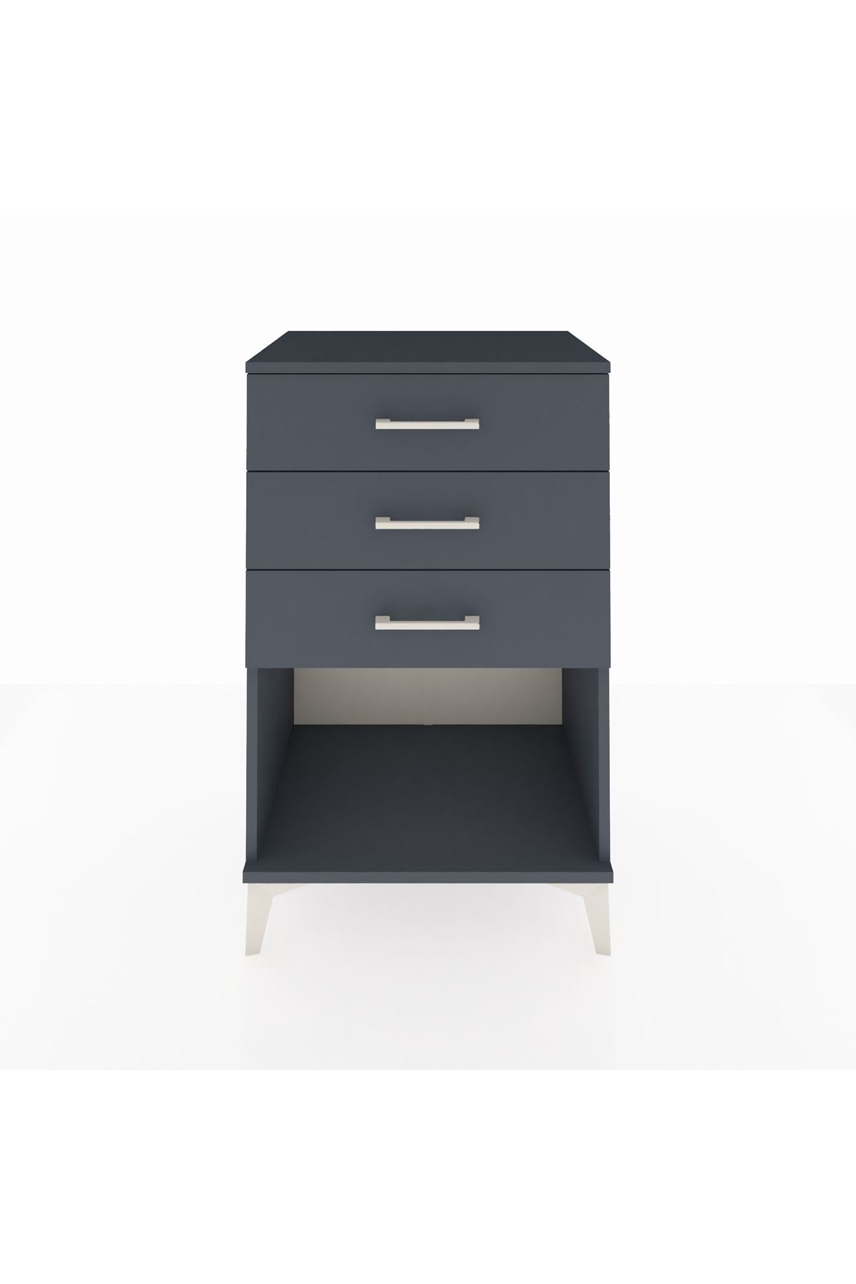 Hyperion Komodin 3 Çekmeceli 60x44x96 Antrasit-Antrasit