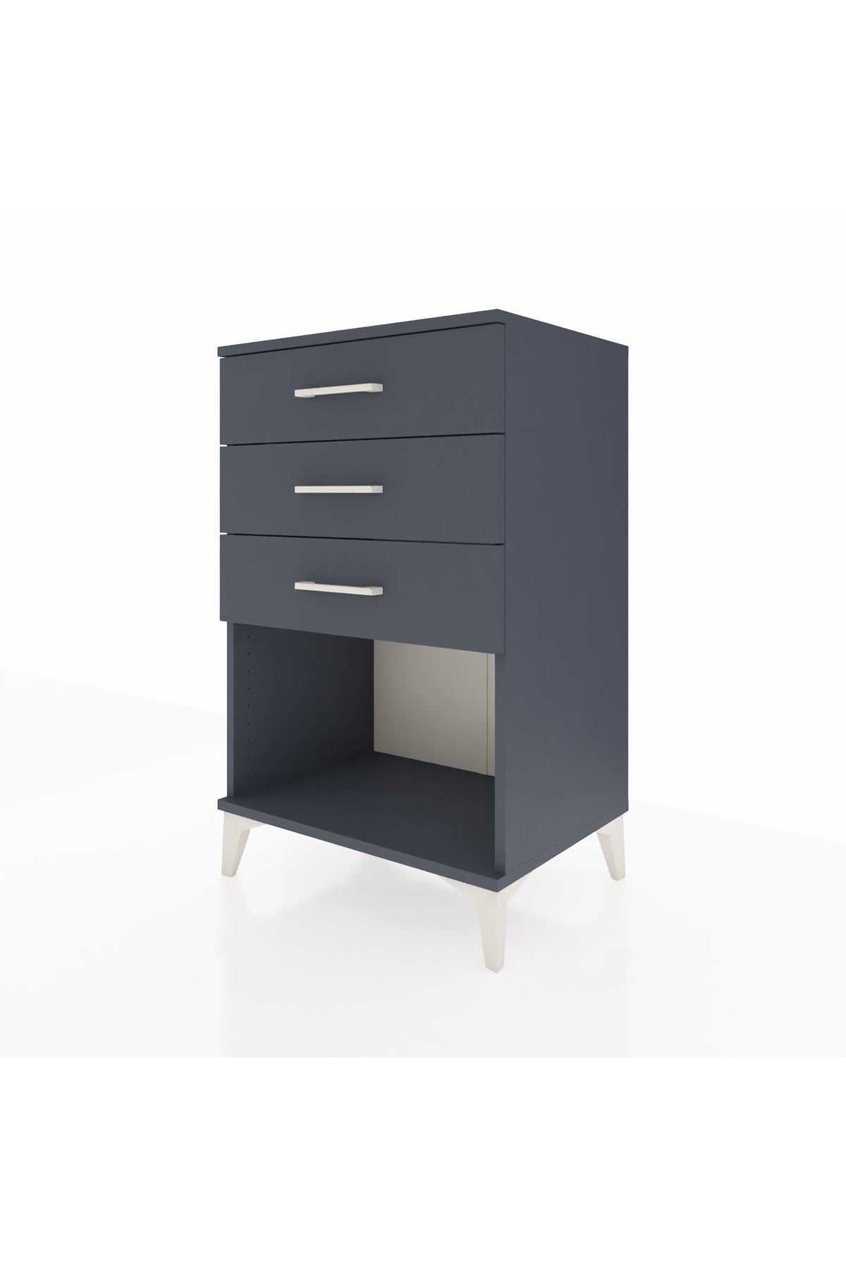 Hyperion Komodin 3 Çekmeceli 60x44x96 Antrasit-Antrasit
