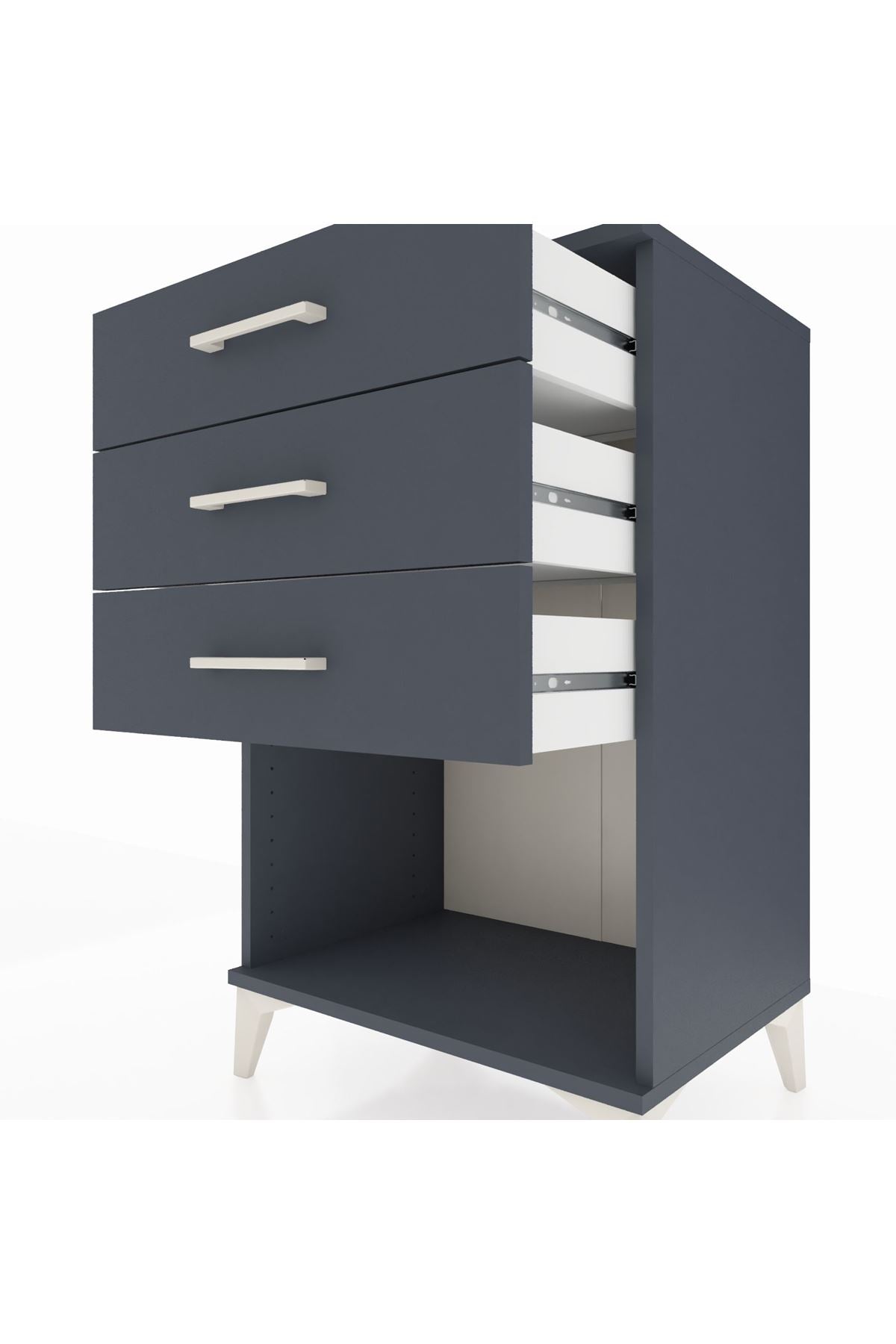 Hyperion Komodin 3 Çekmeceli 60x44x96 Antrasit-Antrasit