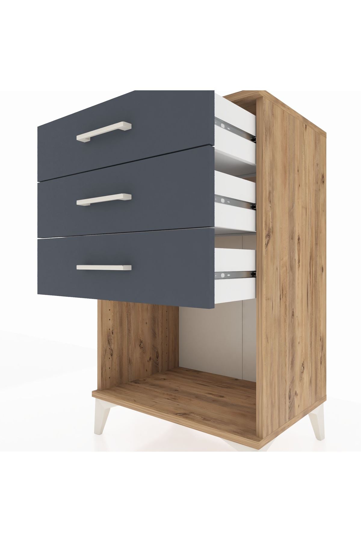 Hyperion Komodin 3 Çekmeceli 60x44x96 Çam-Antrasit