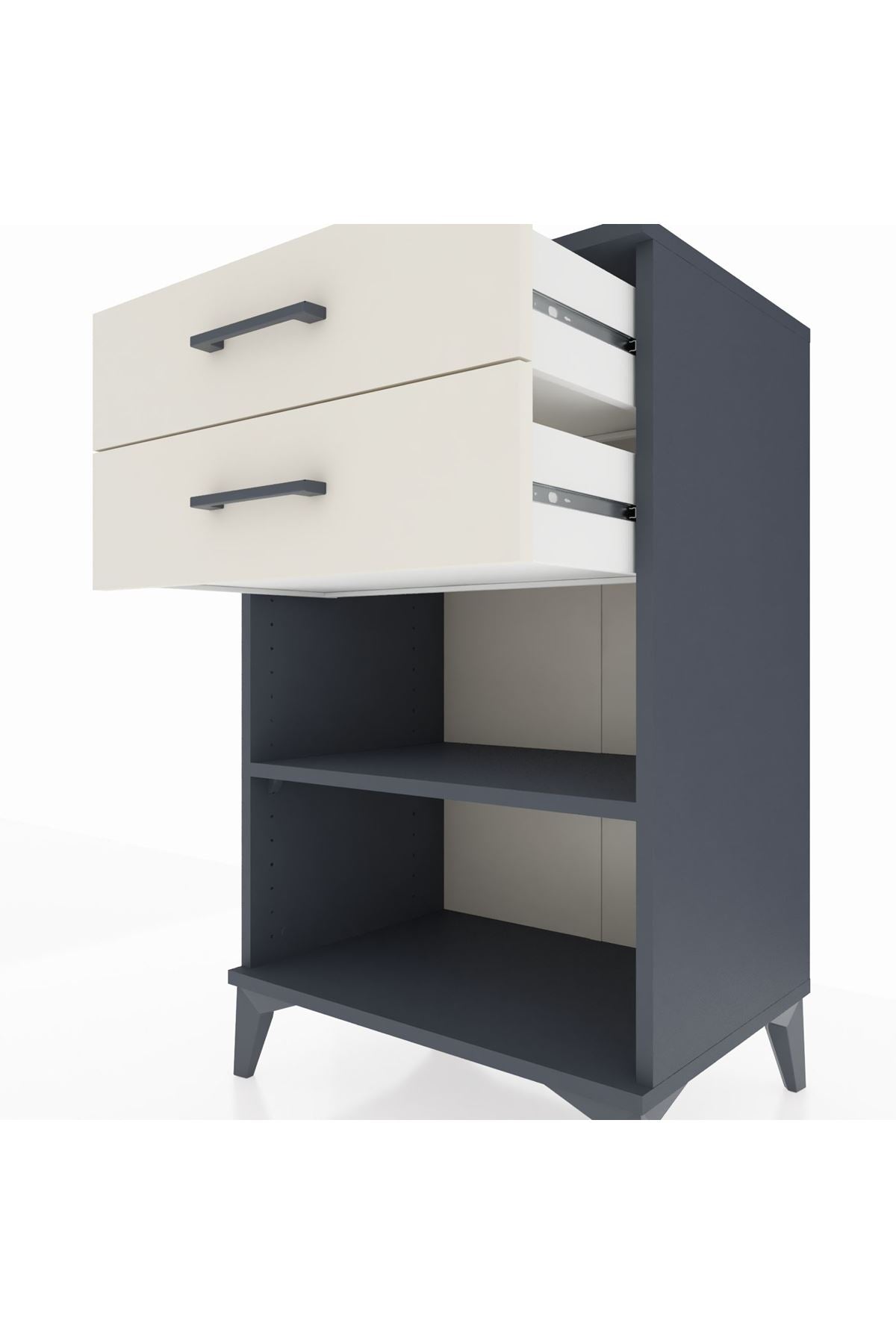 Hyperion Komodin Tek Raflı 2 Çekmeceli 60x44x96 Antrasit-Aytaşı