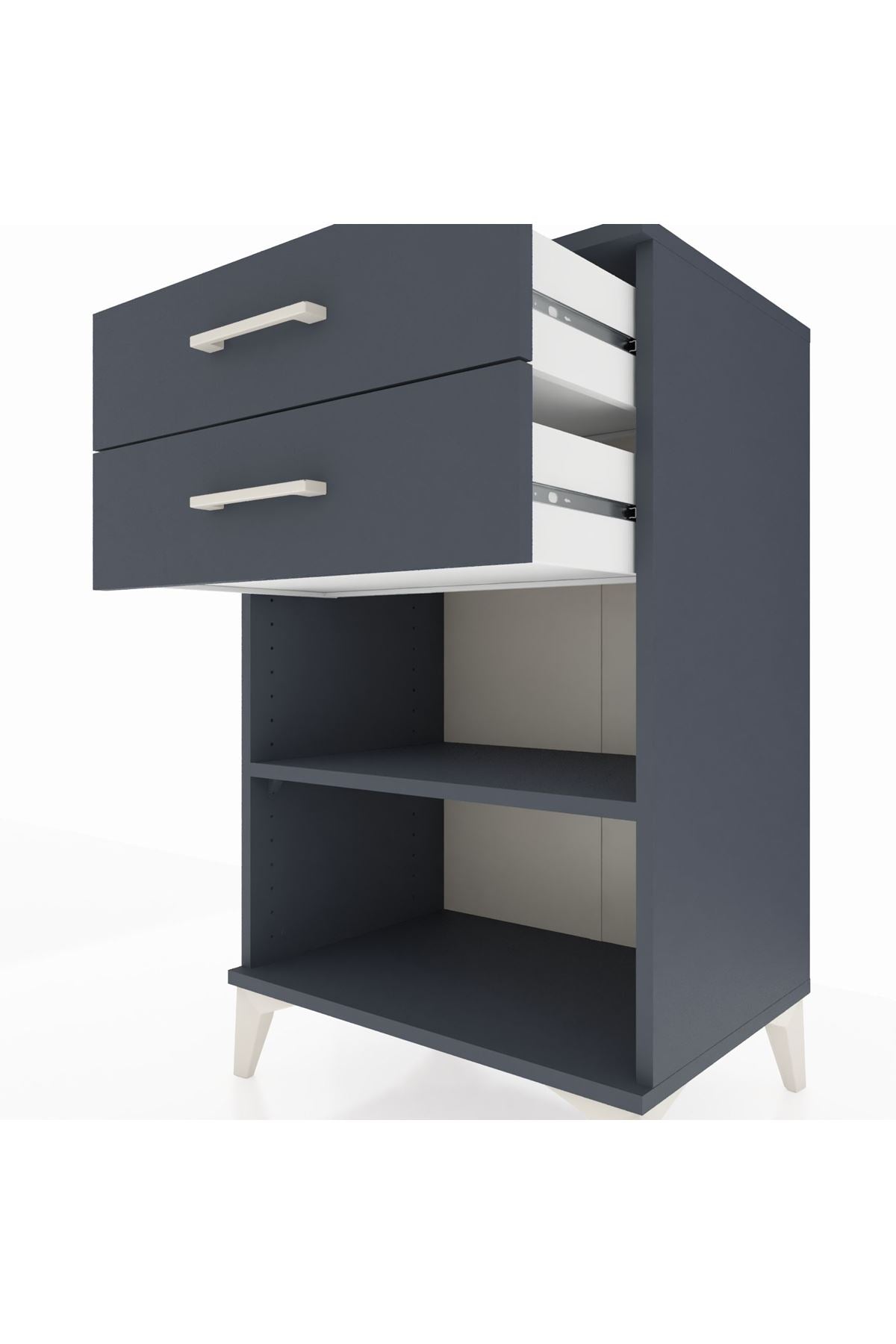 Hyperion Komodin Tek Raflı 2 Çekmeceli 60x44x96 Antrasit-Antrasit