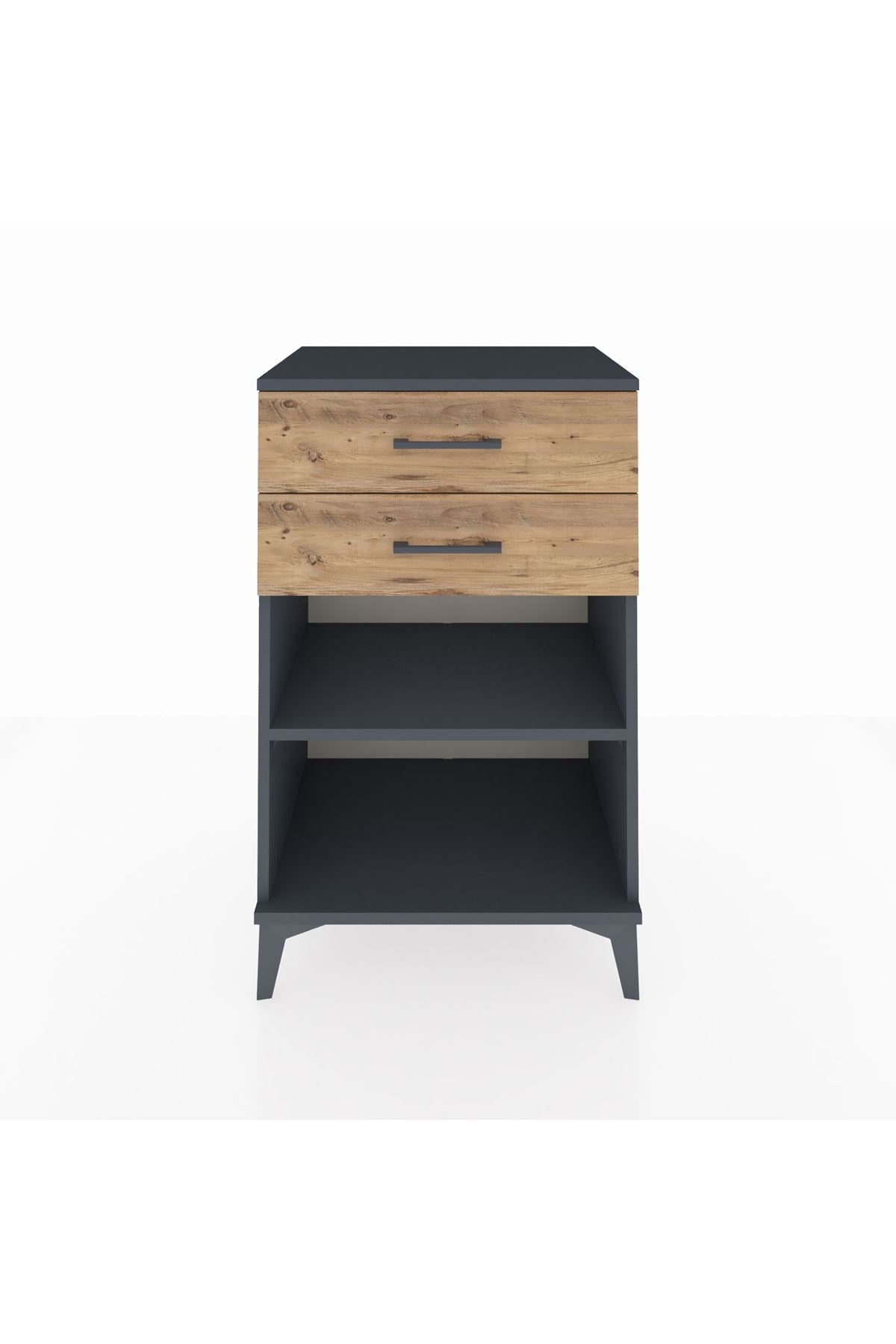 Hyperion Komodin Tek Raflı 2 Çekmeceli 60x44x96 Antrasit-Çam
