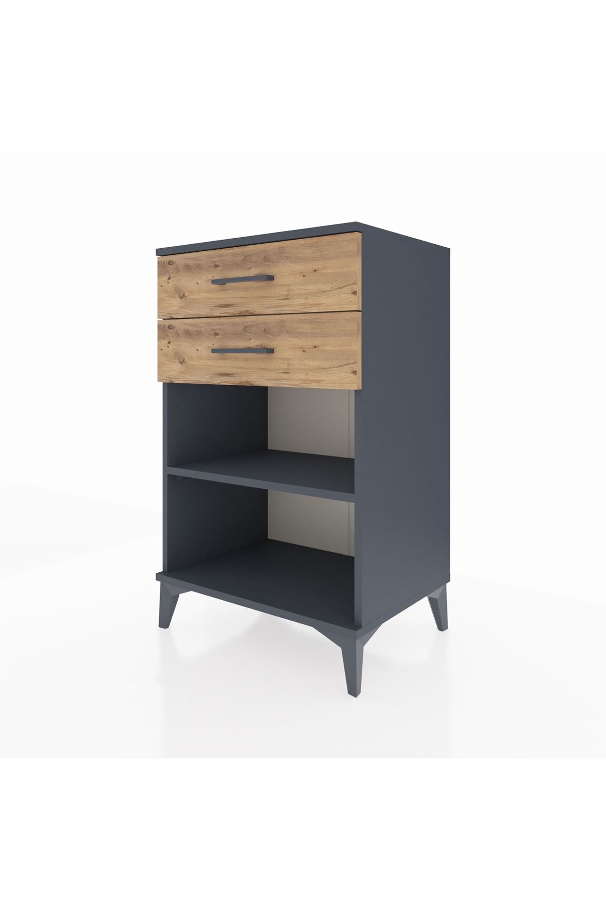 Hyperion Komodin Tek Raflı 2 Çekmeceli 60x44x96 Antrasit-Çam