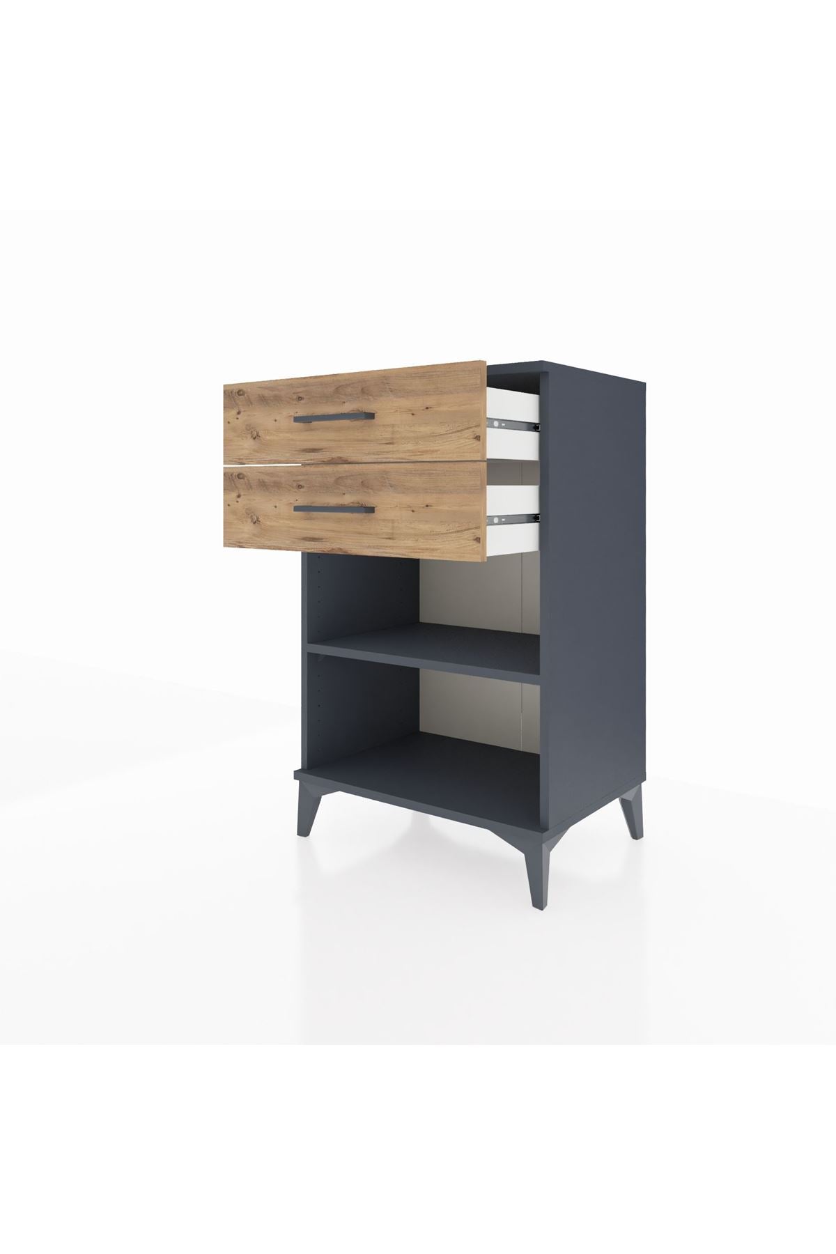 Hyperion Komodin Tek Raflı 2 Çekmeceli 60x44x96 Antrasit-Çam