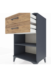Hyperion Komodin Tek Raflı 2 Çekmeceli 60x44x96 Antrasit-Çam