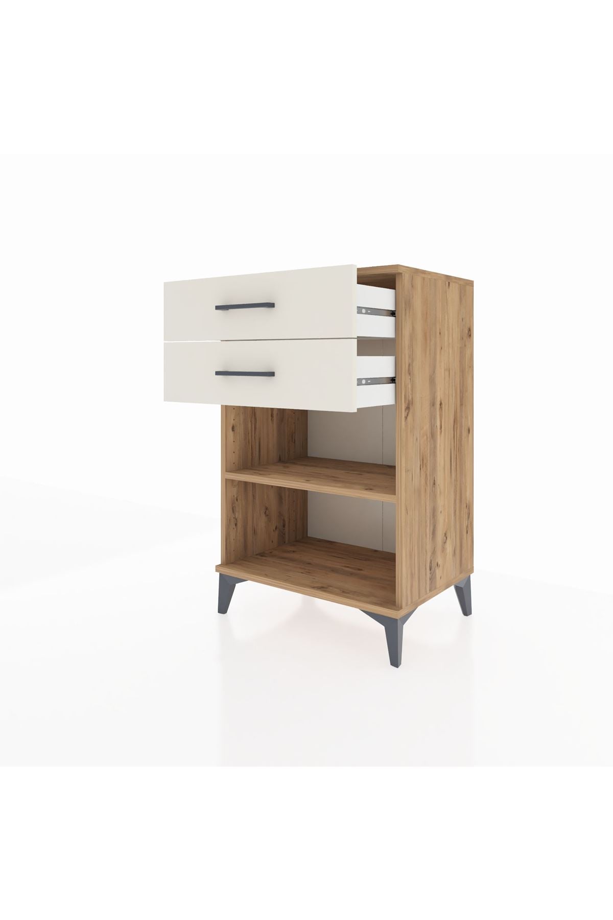 Hyperion Komodin Tek Raflı 2 Çekmeceli 60x44x96 Çam-Aytaşı